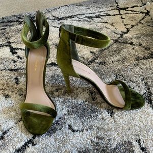 Olive green velvet heels. Size 10